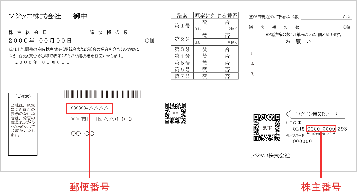 議決権行使書見本