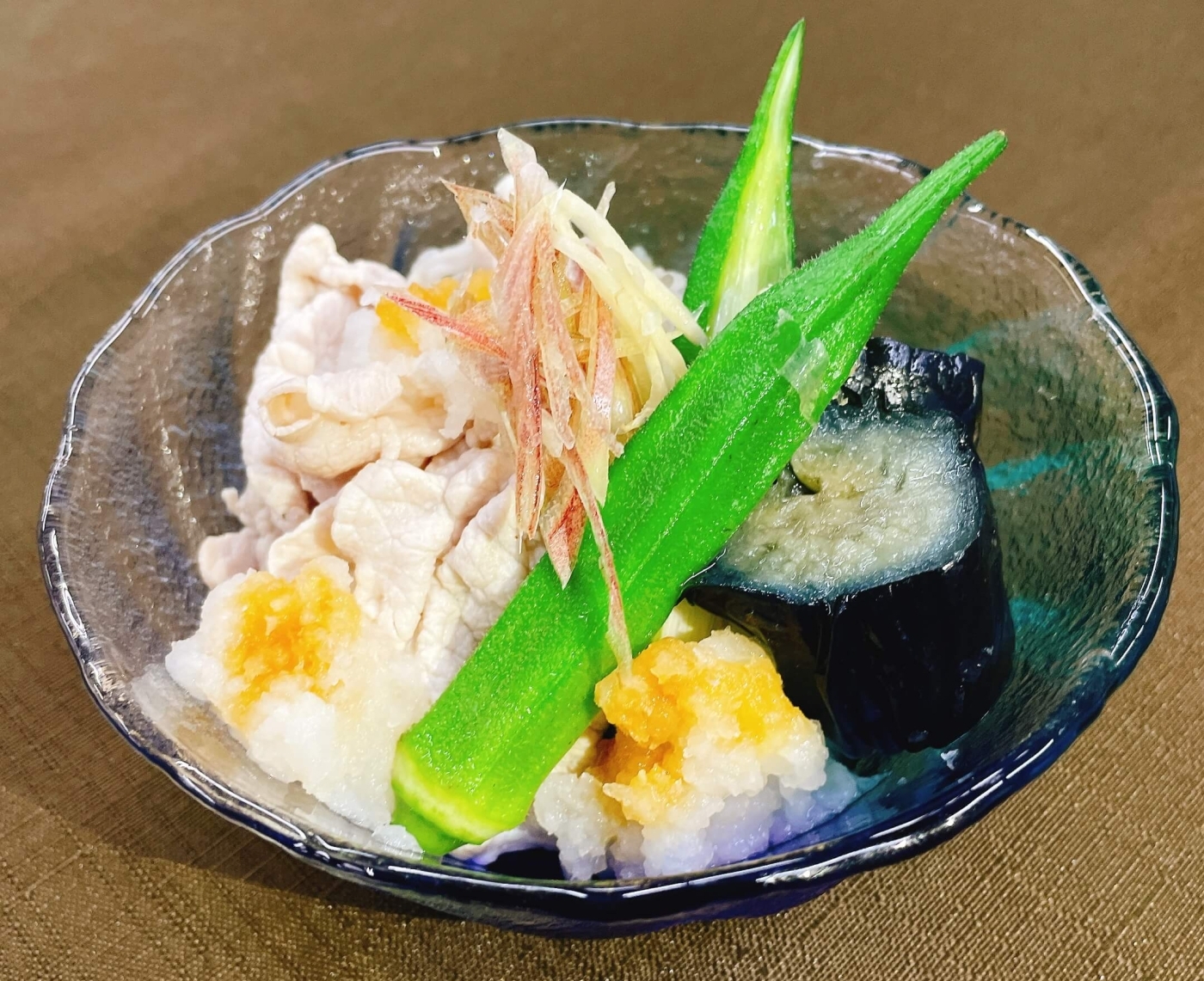 なすと豚肉のおろしポン酢和えの完成イメージ