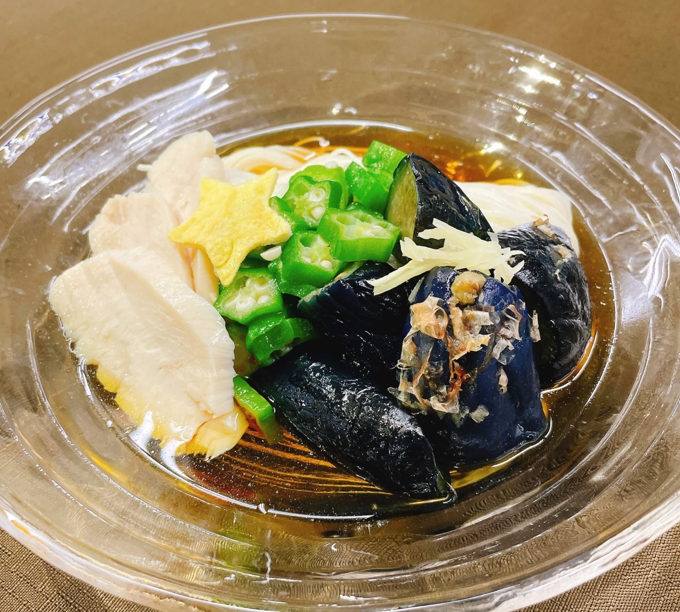 なすのぶっかけ七夕素麺の完成イメージ