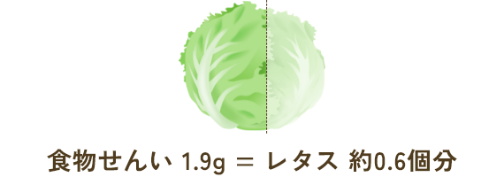 食物せんい 1.9g = レタス 約0.6個分