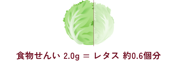 食物せんい 2.0g = レタス 約0.6個分