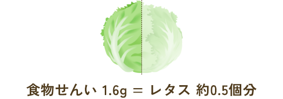 食物せんい 1.6g = レタス 約0.5個分