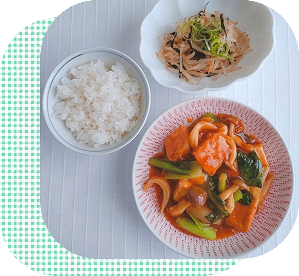 厚揚げの麻婆あんかけ・もやしのナムル・白飯
