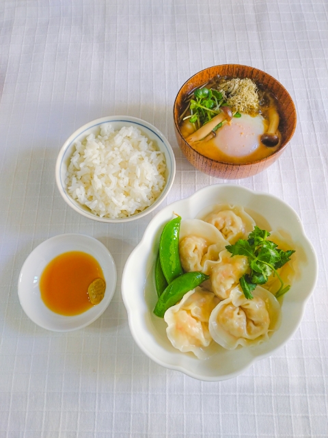 「大豆と海老のゆで餃子」献立