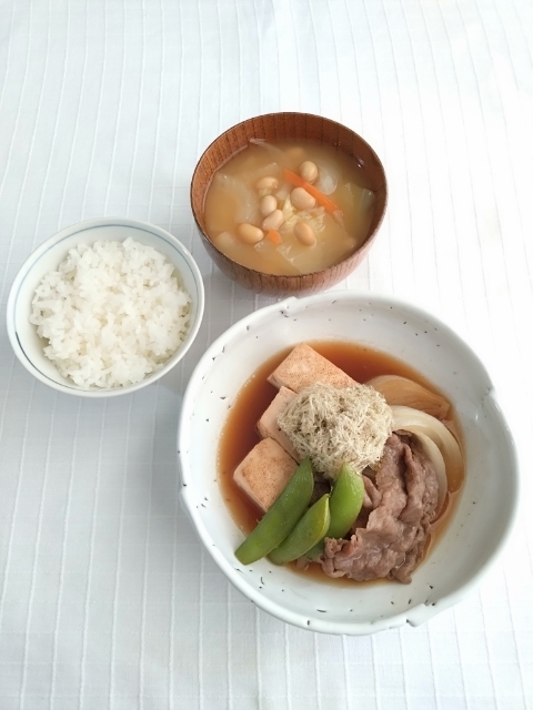 「季節野菜の肉豆腐（春）」献立