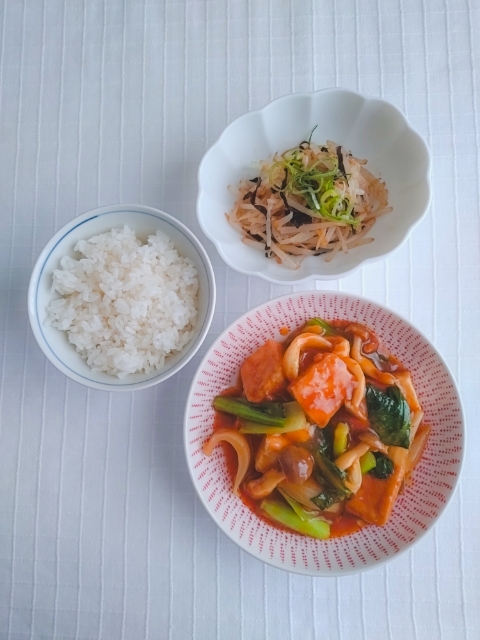 「厚揚げの麻婆あんかけ」献立