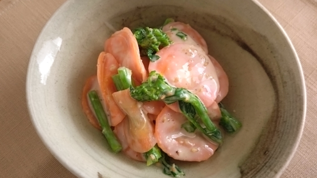 にんじんと菜の花の白和え風