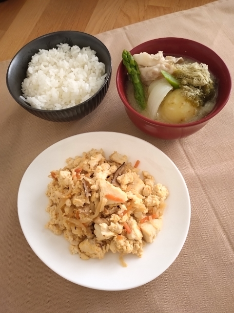 「切干大根の炒り豆腐」献立