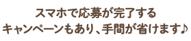 スマホで応募が完了するキャンペーンもあり、手間が省けます♪