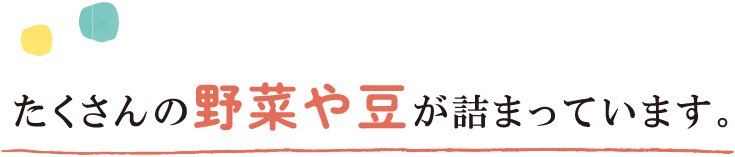 たくさんの野菜や豆が詰まっています。