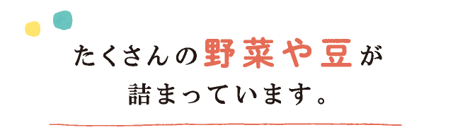 たくさんの野菜や豆が詰まっています。