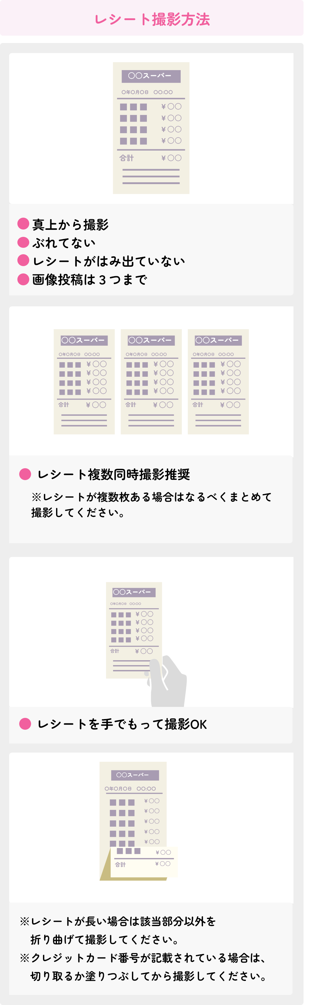 レシート撮影方法